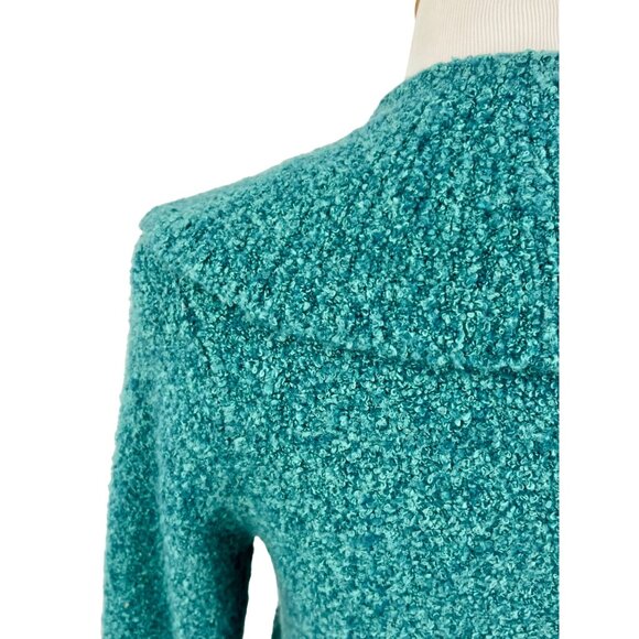 Vtg Y2K Victoria’s Secret Teal V-Neck Ruffled Knit Cardigan | Cottagecore Fairy - Picture 8 of 14